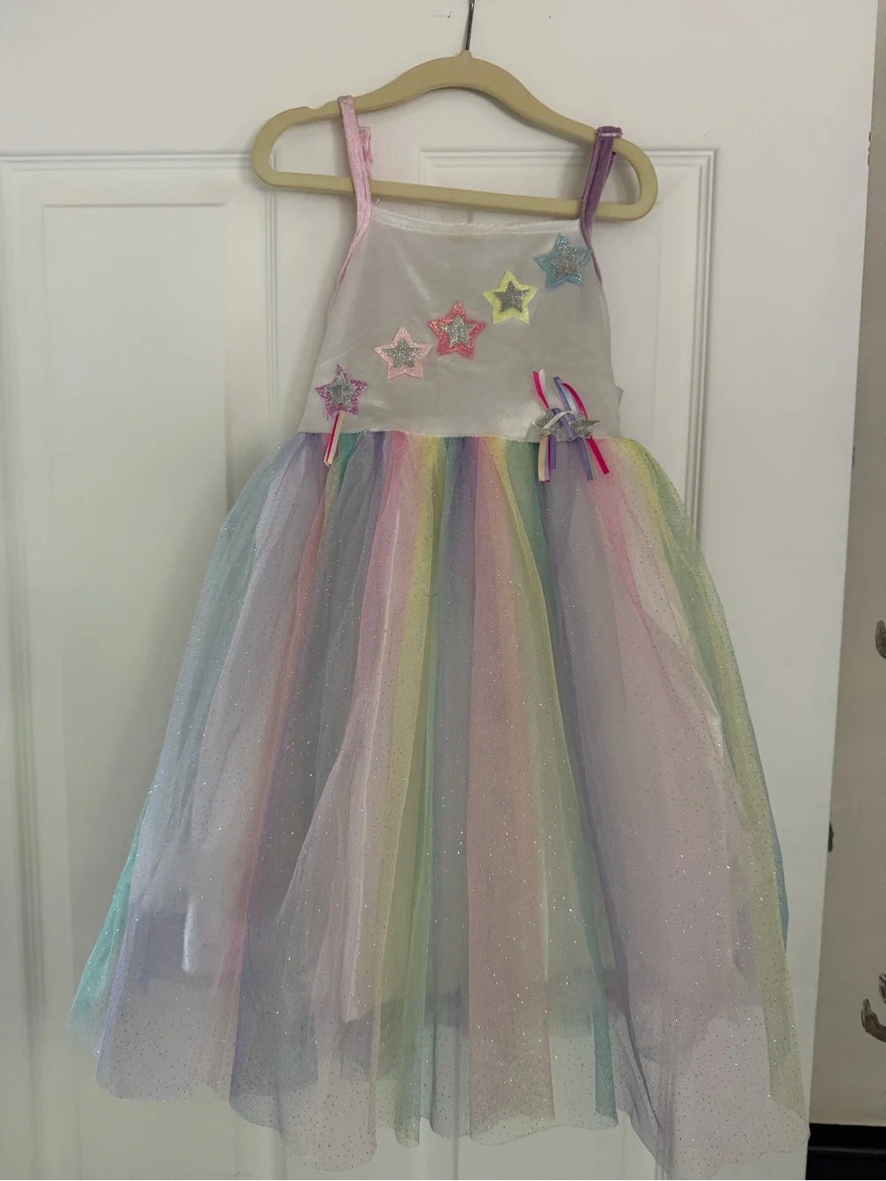 Souza Girls' Pastel Rainbow Tulle Costume Dress with Star Appliqués